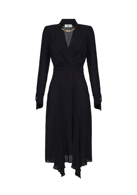 Abito ELISABETTA FRANCHI donna ABT0356 Nero slim collo a camicia scollo a v spalline imbottite zip invisibile ELISABETTA FRANCHI | ABT0356110
